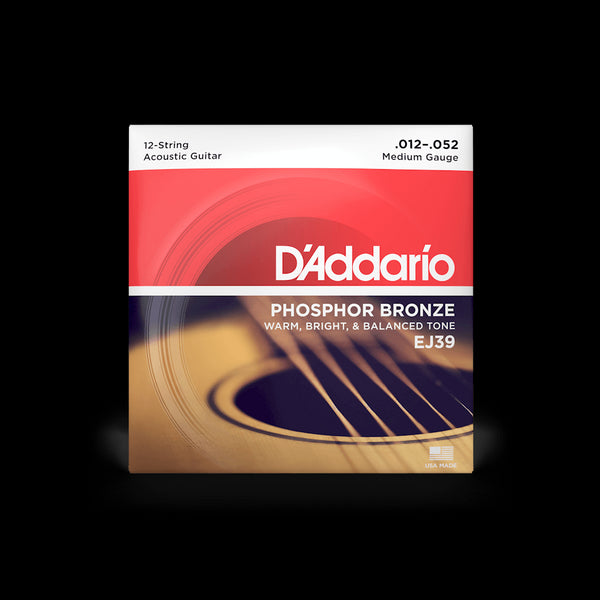 D'Addario EJ39 Phosphor Bronze Medium Gauge 12-String Acoustic Guitar String Set